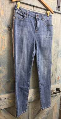 Chico's The So Slimming Girlfriend Ankle Jeans with Rhinestone Side Striping - s